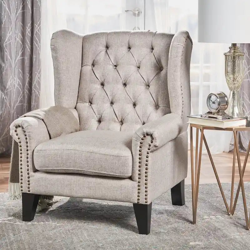 Fauteuil d'appoint avec dossier à oreilles pour salon, chambre et bureau à domicile