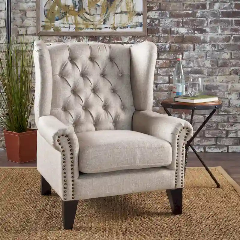 Fauteuil d'appoint avec dossier à oreilles pour salon, chambre et bureau à domicile