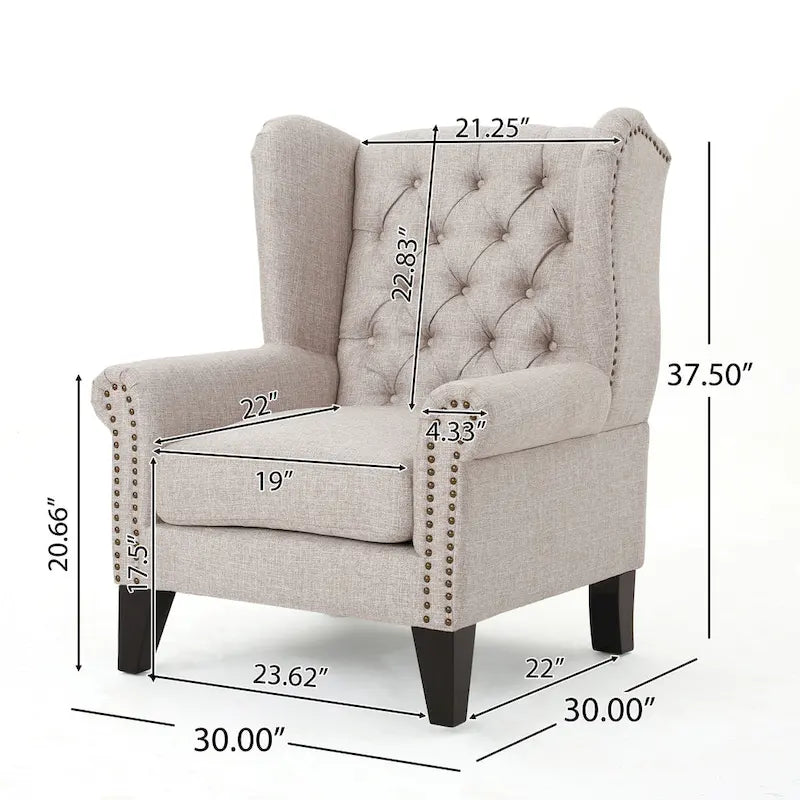 Fauteuil d'appoint avec dossier à oreilles pour salon, chambre et bureau à domicile