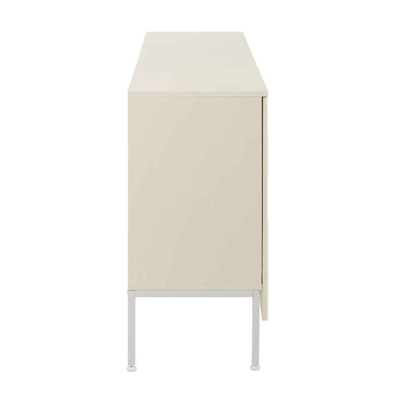 Bahut avec 4 portes incurvées, buffet avec pieds en métal et étagère réglable