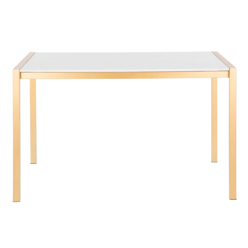 Table à manger dorée avec plateau en marbre ou en verre