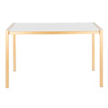 Table à manger dorée avec plateau en marbre ou en verre