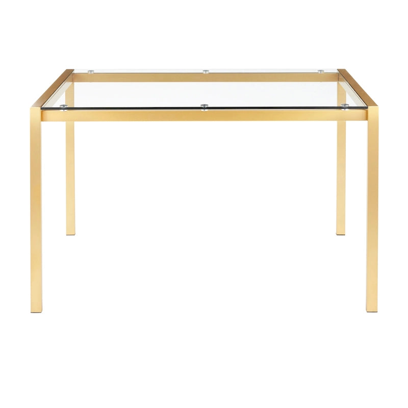 Table à manger dorée avec plateau en marbre ou en verre