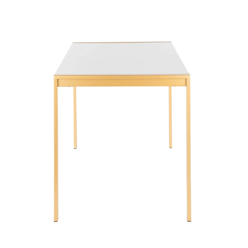 Table à manger dorée avec plateau en marbre ou en verre