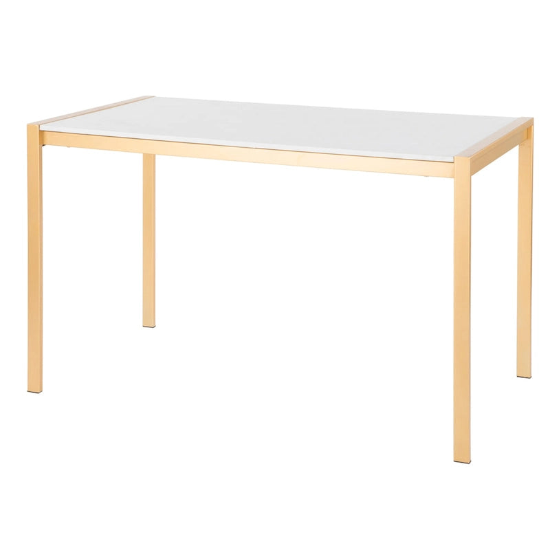 Table à manger dorée avec plateau en marbre ou en verre