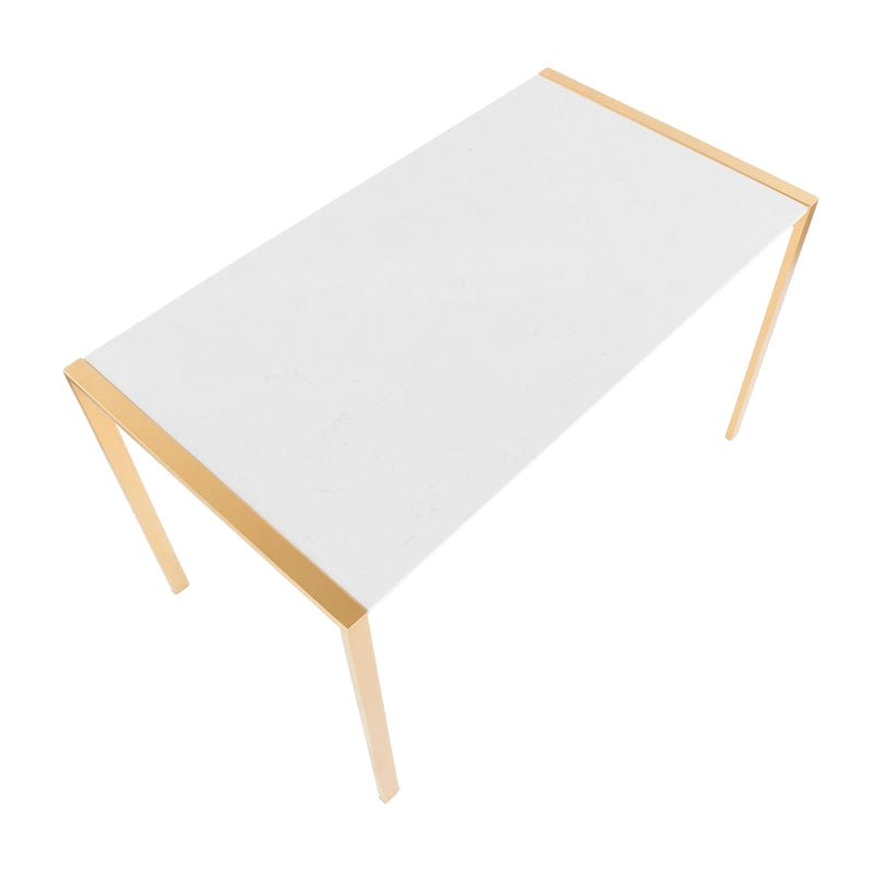 Table à manger dorée avec plateau en marbre ou en verre