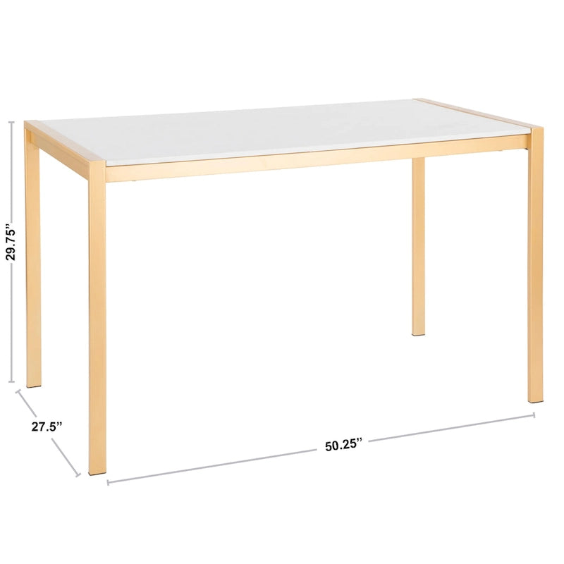Table à manger dorée avec plateau en marbre ou en verre