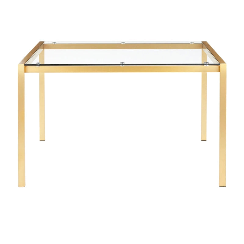 Table à manger dorée avec plateau en marbre ou en verre