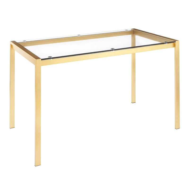 Table à manger dorée avec plateau en marbre ou en verre