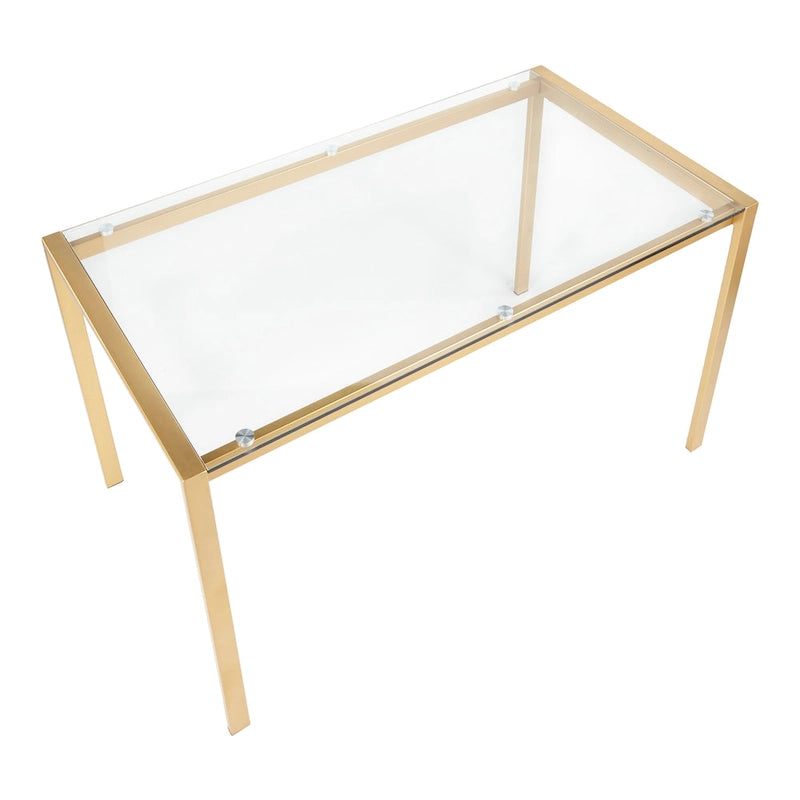 Table à manger dorée avec plateau en marbre ou en verre
