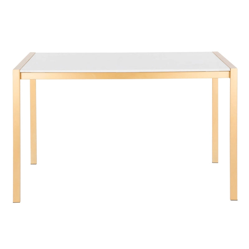Table à manger dorée avec plateau en marbre ou en verre