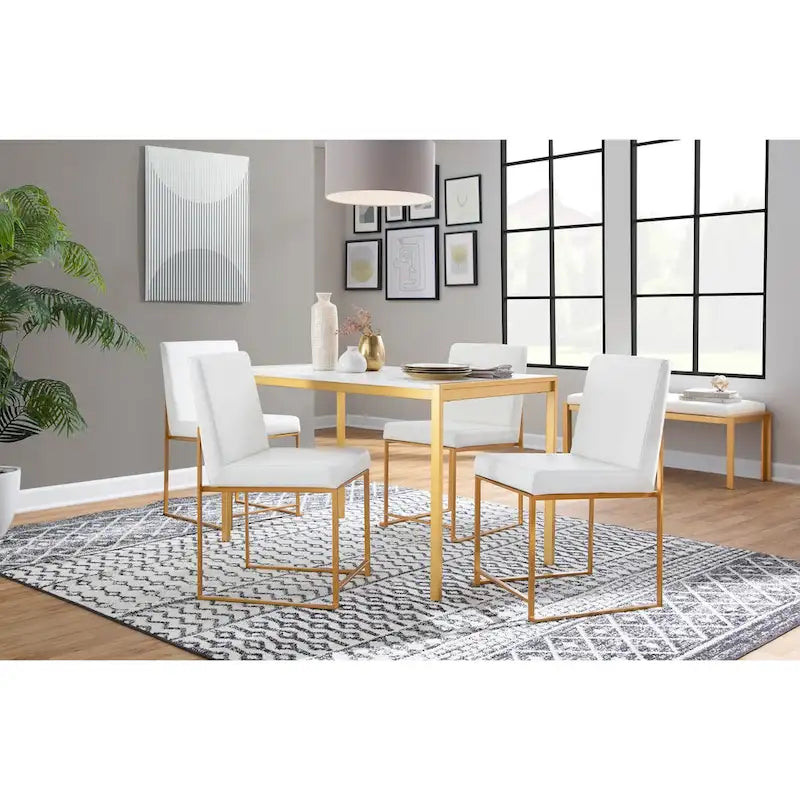 Table à manger dorée avec plateau en marbre ou en verre
