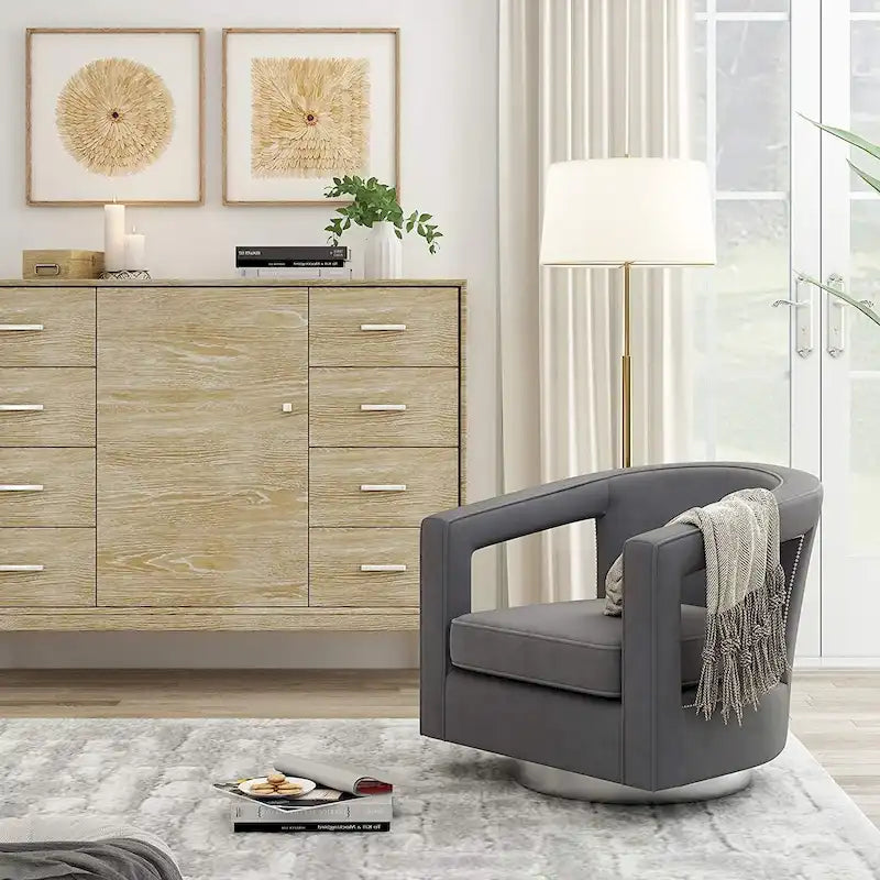 Fauteuil d'appoint pivotant en velours moderne