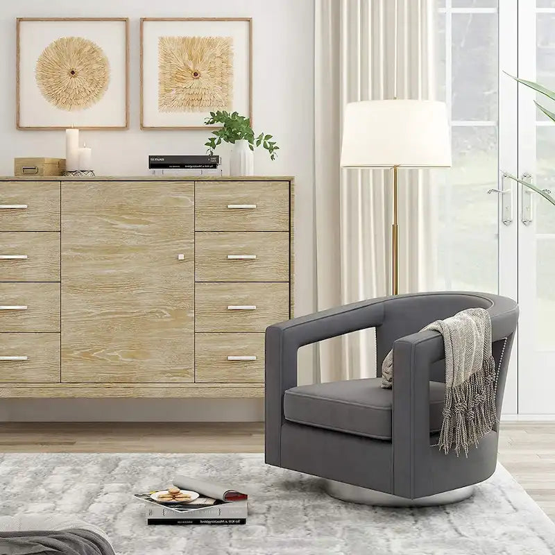 Fauteuil d'appoint pivotant en velours moderne