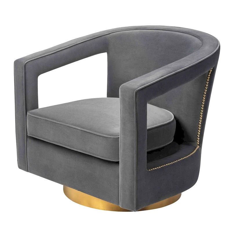 Fauteuil d'appoint pivotant en velours moderne