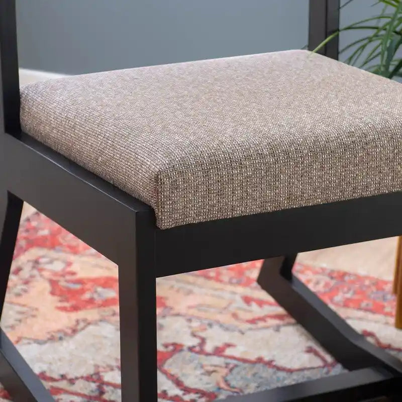 Chaise d'appoint noire en bois massif avec piètement luge