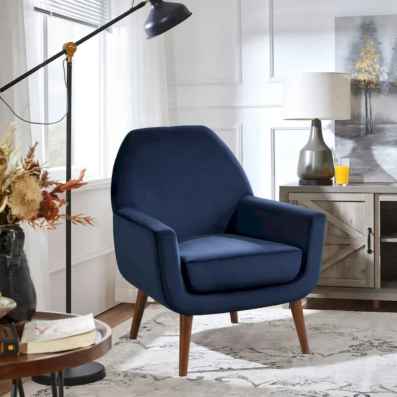 Fauteuil en velours du milieu du siècle