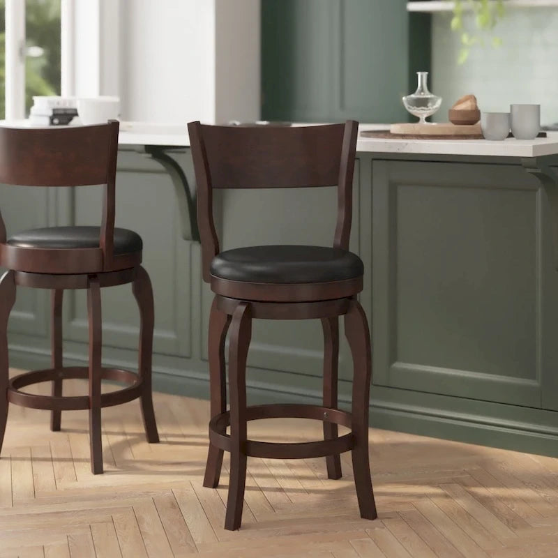 Tabouret de comptoir pivotant en bois rembourré