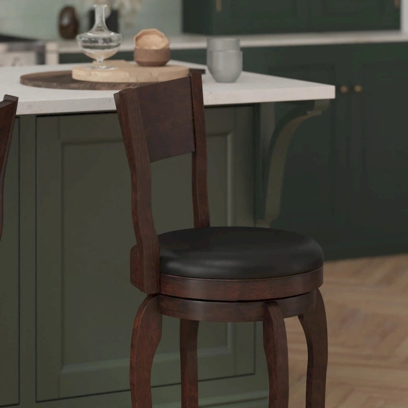 Tabouret de comptoir pivotant en bois rembourré