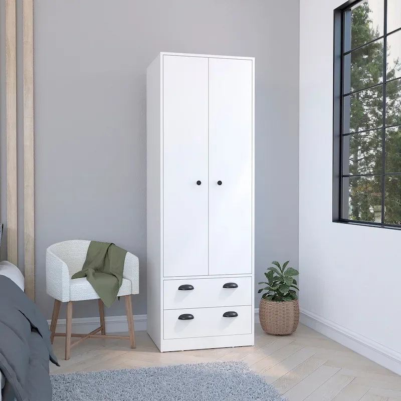 Armoire avec portes françaises et 2 tiroirs