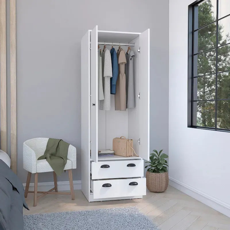 Armoire avec portes françaises et 2 tiroirs