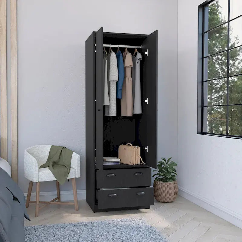 Armoire avec portes françaises et 2 tiroirs