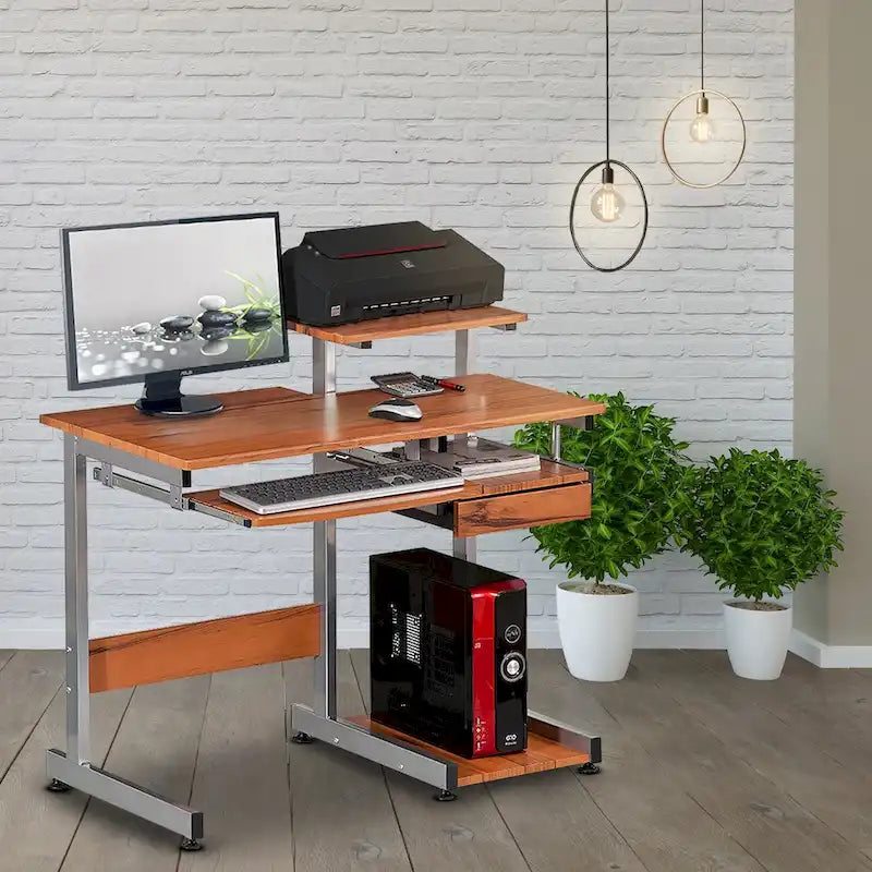 Bureau d'ordinateur avec tiroir et tablette coulissante pour clavier