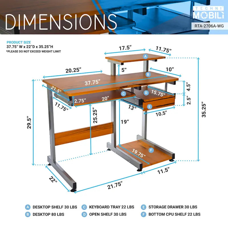 Bureau d'ordinateur avec tiroir et tablette coulissante pour clavier