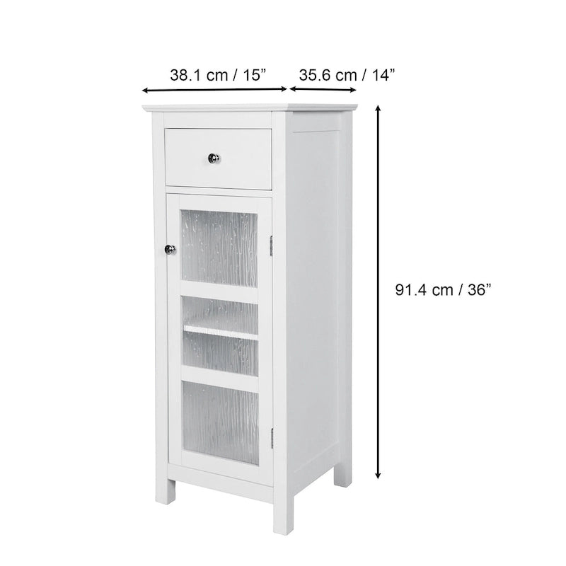Meuble bas d'appoint avec porte en verre texturé effet eau