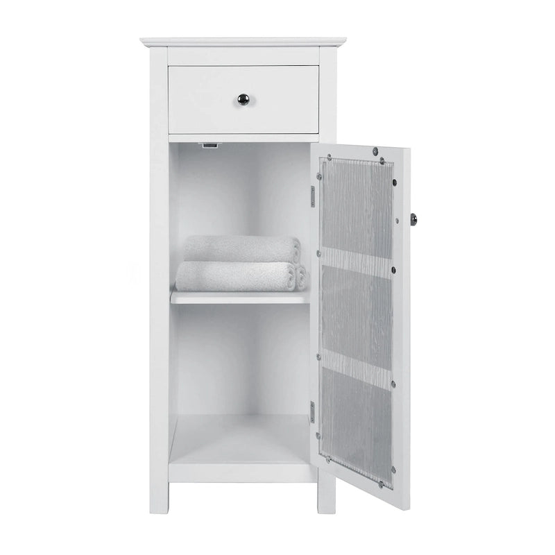 Meuble bas d'appoint avec porte en verre texturé effet eau