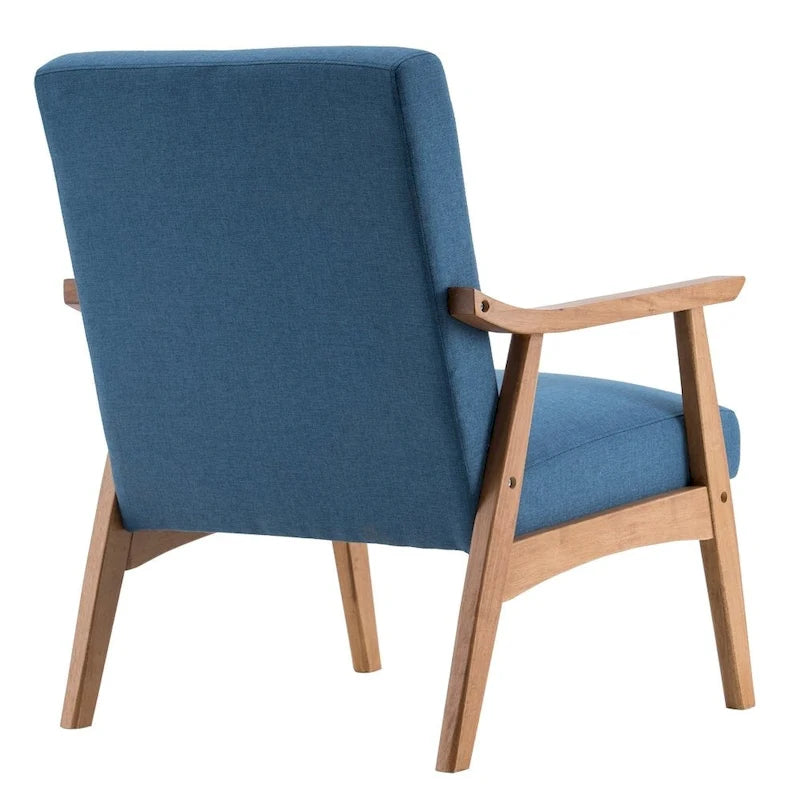 Fauteuil d'appoint en bois massif avec assise en tissu