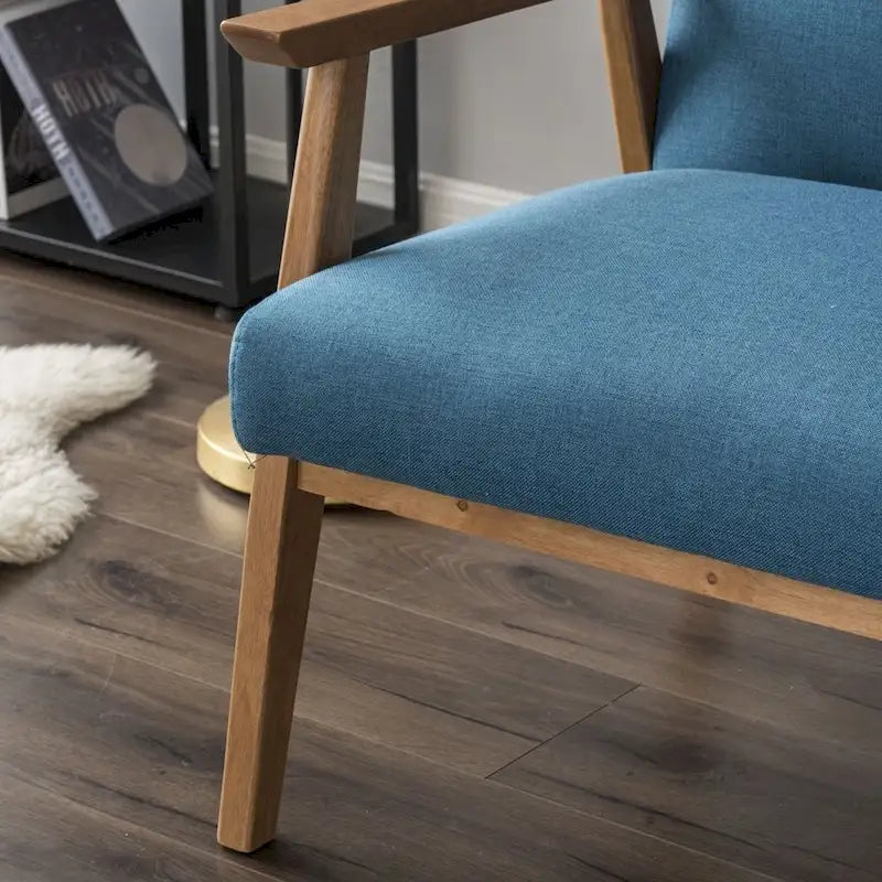 Fauteuil d'appoint en bois massif avec assise en tissu
