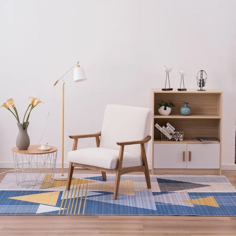 Fauteuil d'appoint en bois massif avec assise en tissu