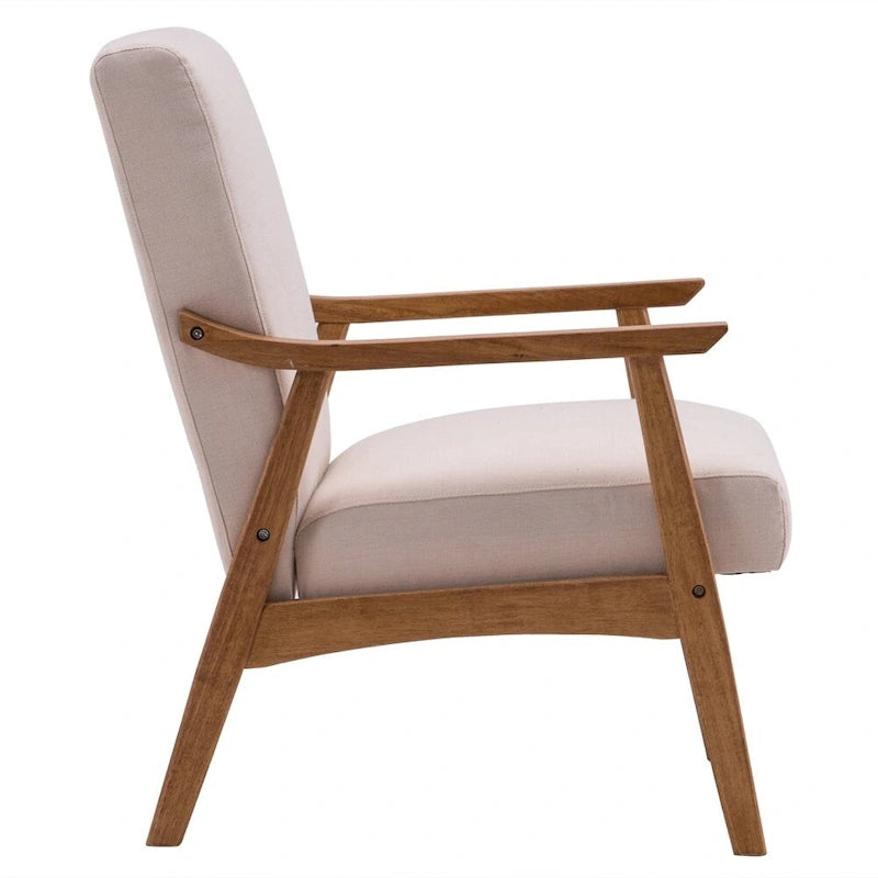 Fauteuil d'appoint en bois massif avec assise en tissu