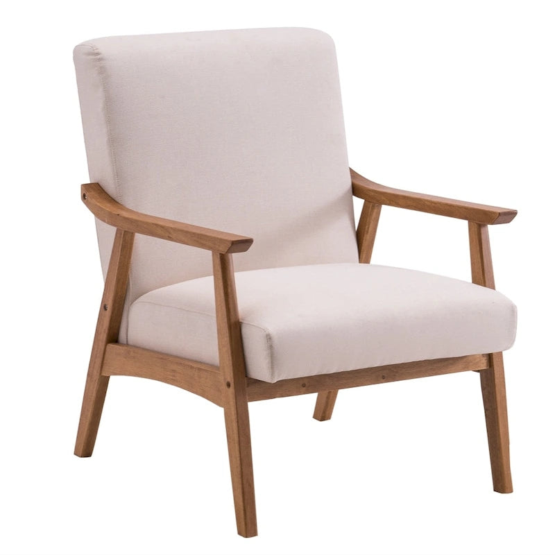 Fauteuil d'appoint en bois massif avec assise en tissu