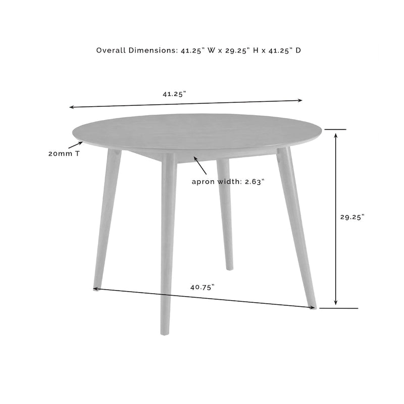 Table à manger ronde – 74,3 cm H x 104,8 cm l x 104,8 cm P