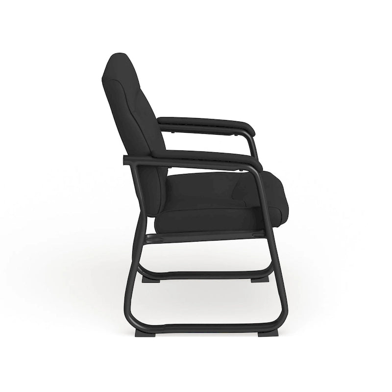 Chaise de réception de direction rembourrée à piètement luge pour grandes et fortes corpulences