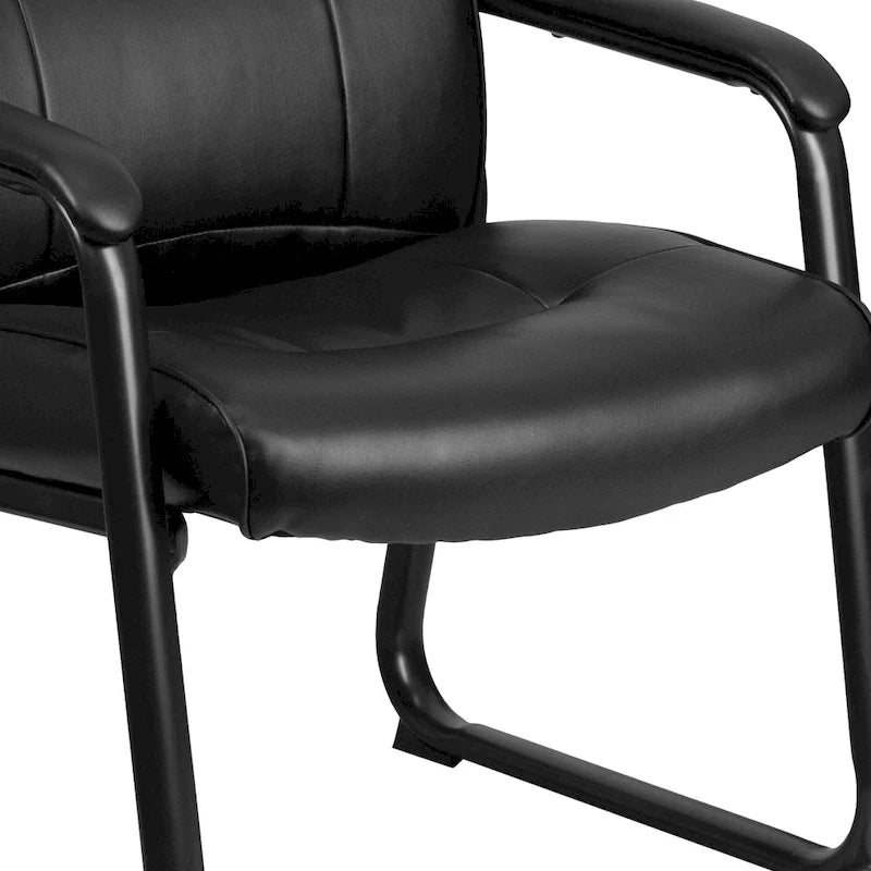 Chaise de réception de direction rembourrée à piètement luge pour grandes et fortes corpulences