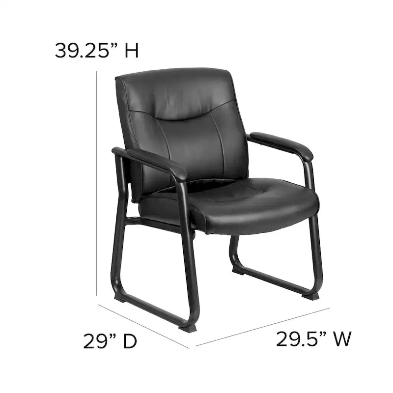 Chaise de réception de direction rembourrée à piètement luge pour grandes et fortes corpulences