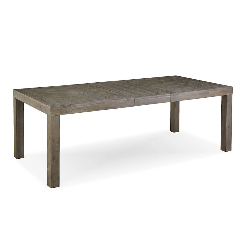 Table de salle à manger extensible de 183 à 226 cm en bois d'acacia, motif chevrons, gris