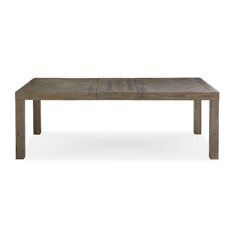 Table de salle à manger extensible de 183 à 226 cm en bois d'acacia, motif chevrons, gris