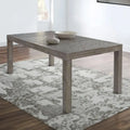 Table de salle à manger extensible de 183 à 226 cm en bois d'acacia, motif chevrons, gris
