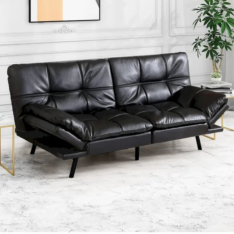 Canapé-lit futon convertible avec accoudoirs réglables