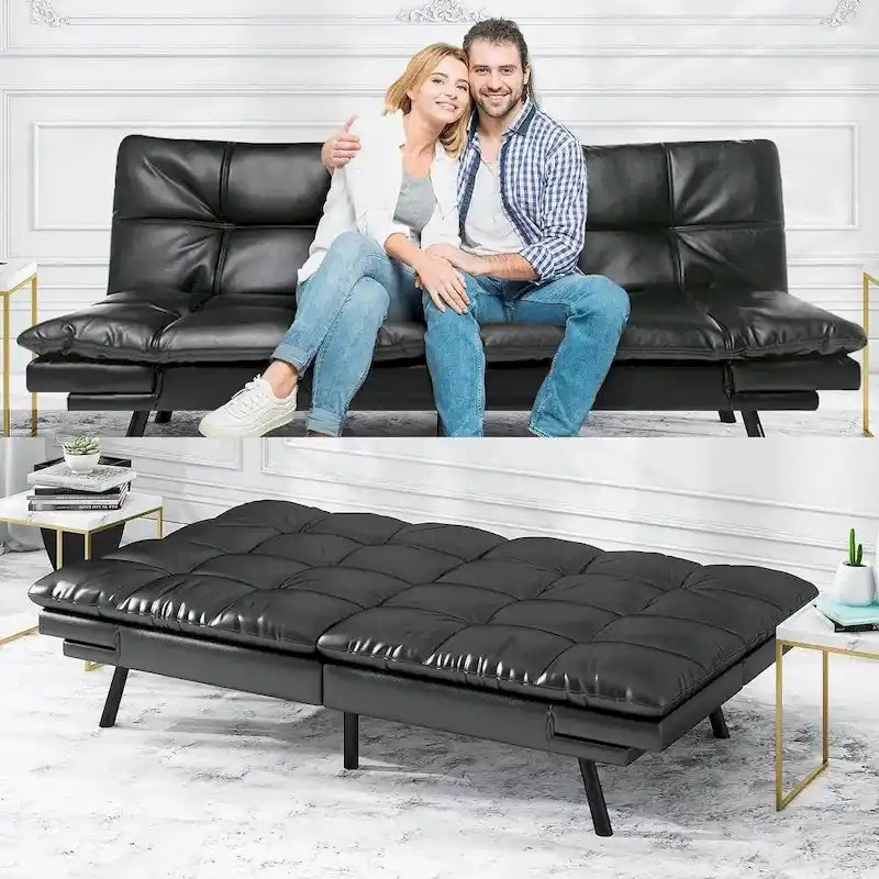 Canapé-lit futon convertible avec accoudoirs réglables