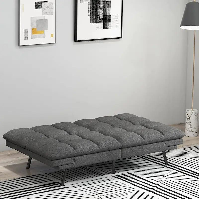 Canapé-lit futon convertible avec accoudoirs réglables