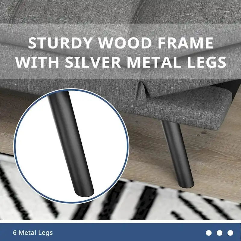 Canapé-lit futon convertible avec accoudoirs réglables