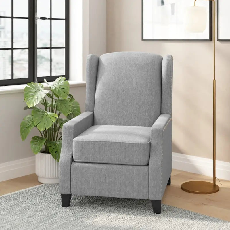 Fauteuil inclinable à dossier haut avec ressorts ensachés et garniture cloutée