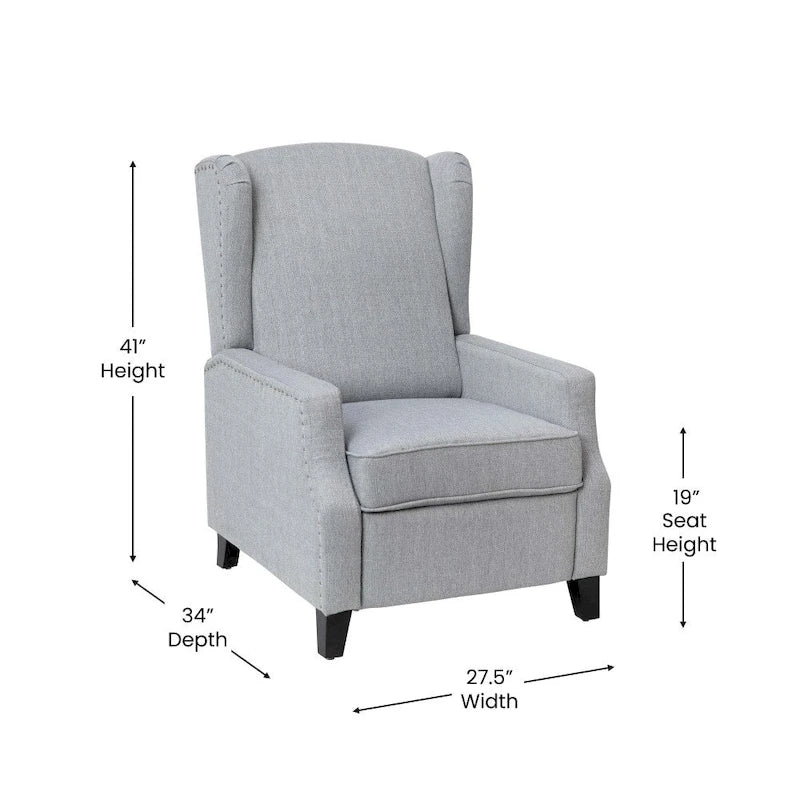 Fauteuil inclinable à dossier haut avec ressorts ensachés et garniture cloutée
