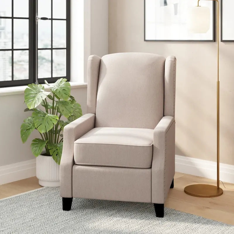Fauteuil inclinable à dossier haut avec ressorts ensachés et garniture cloutée