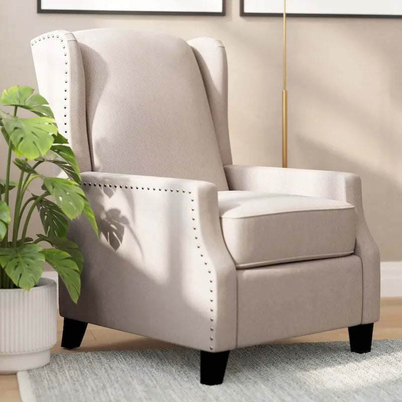 Fauteuil inclinable à dossier haut avec ressorts ensachés et garniture cloutée